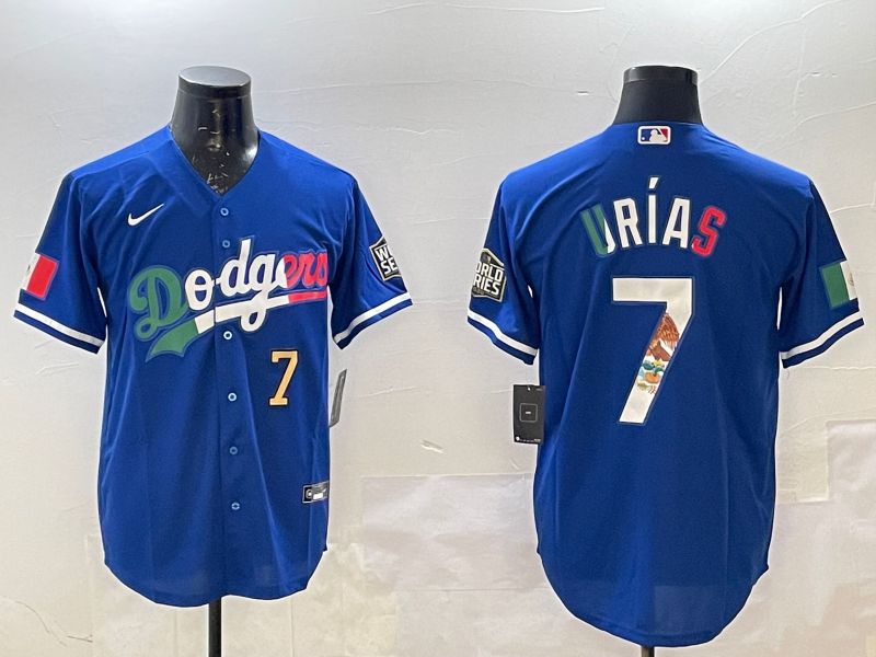 Men Los Angeles Dodgers 7 Urias Blue Fashion 2025 Nike MLB Jersey style 6